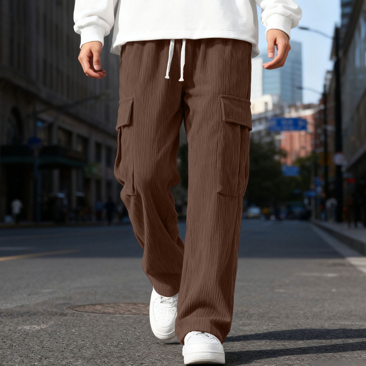 Men's American-Style Corduroy Pants – Relaxed Straight Fit Heavyweight Cargo Pants (6 Sizes, 5 Colors)_viptrois.com