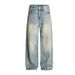 Men's Clothing Retro Washed Jeans Straight Simple Personality Cleanfit Trousers For Men And Women_viptrois.com