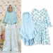 Kids’ Clothing Girls Children's Spring And Autumn Style Long Sleeved Floral Pattern Blue Dress Long Skirt + Headscarf Two Piece Suit Ins_viptrois.com