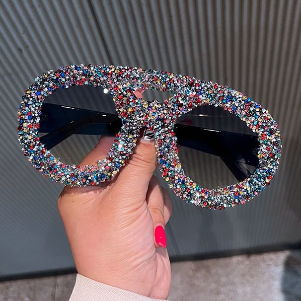 European And American Large Frame Double Beam Sunglasses For Women With Diamonds Personality Fashion Party Style Catwalk Sunglasses Cross Border_viptrois.com