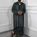 Men's Clothing Color Matching Striped Long Robe Hoodie Ethnic Style Kebaya_viptrois.com
