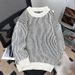 Men's Clothing Sweater Round Neck Sweater Japanese-Inspired Striped Knit Sweater - Unisex Oversized Crewneck Pullover For Casual & Streetwear (M-3XL)_viptrois.com