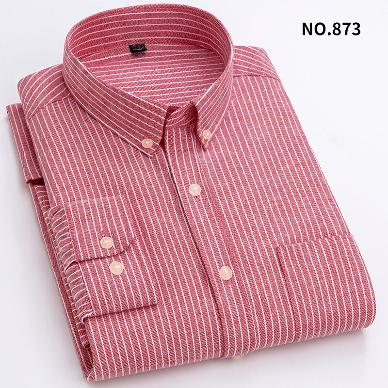 Men's Wrinkle-Free Oxford Shirt – High Cotton Comfort Stretch Slim Fit Casual Long Sleeve Shirt With Check & Stripe Patterns_viptrois.com