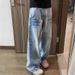 Men’s Clothing Cracked Design Washed Light Blue Jeans For Men Trend Casual All Match Loose Straight Trousers_viptrois.com
