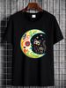 Cat & Moon Sugar Skull Dia De Los Muertos, Day Of The Dead T Shirt Size S-5XL Comfortable Streetwear Versatile Homme Breathable Stretched Fashion_viptrois.com
