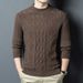 Autumn Winter New Thickened Long Sleeve Men's Half Tuleneck Knitted Fashion Jacquard Casual Versatile Sweater Base_viptrois.com