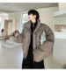 Minimalist Puffer Jacket – Short Quilted Coat With Stand Collar (M-XXL, Black/Brown)_viptrois.com