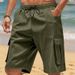 Men's Summer Casual Shorts Loose Fit Multi Pockets Workwear Squat Sports Style Mid Waist Inelastic Cotton Polyester Black Khaki Gray_viptrois.com
