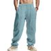 Men's Clothing Loose Wide Leg Casual Pants Men New Linen Trend Hip Hop Sports Pants Men_viptrois.com