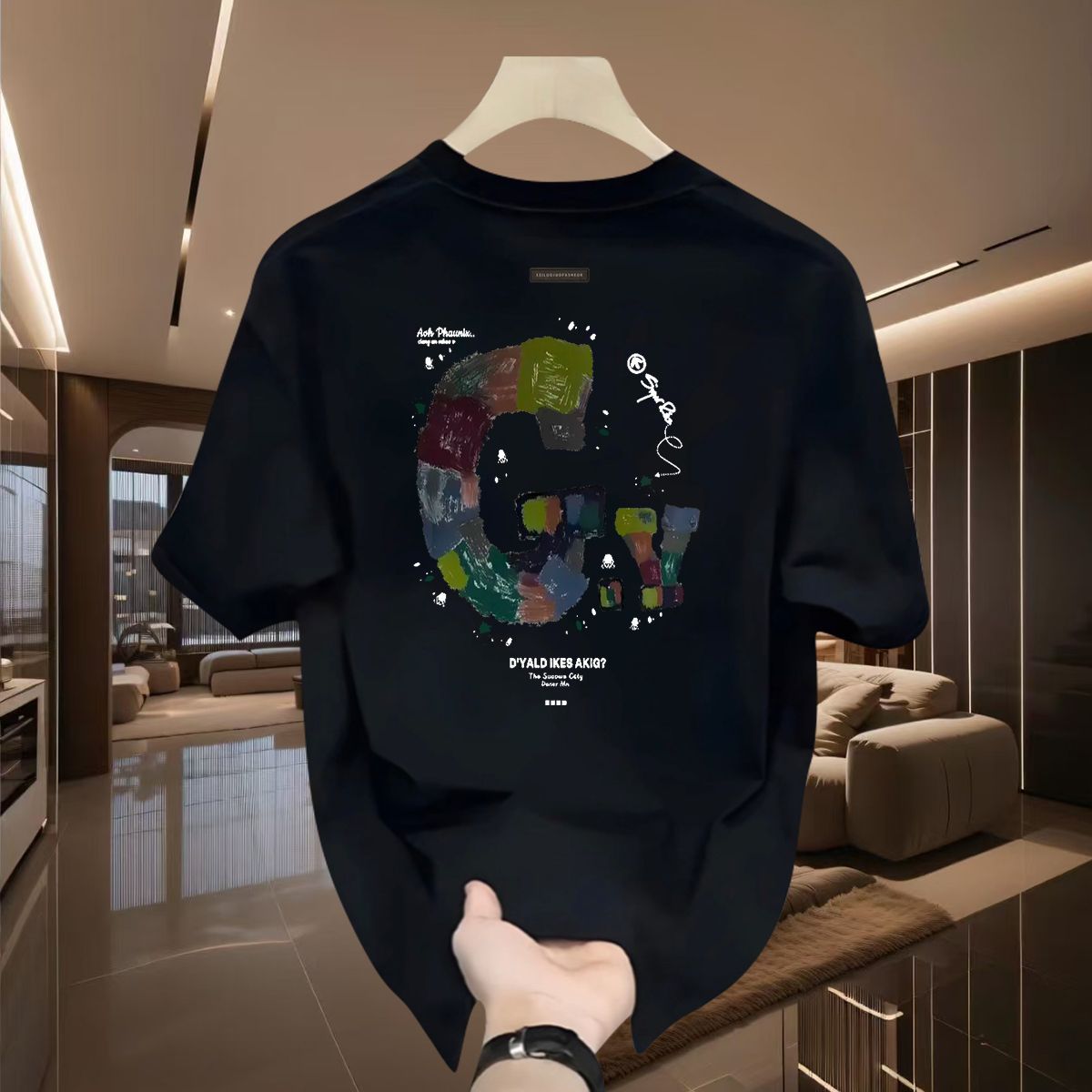 Summer 2025 New Fashionable High-end Clothing Pure Cotton Short T-shirt Men's Half Sleeved Loose Round Neck Casual_viptrois.com