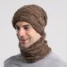 Winter hat halter hat bib suit plus fleece thickened woolen hat for men Autumn and winter men's knitted hat_viptrois.com