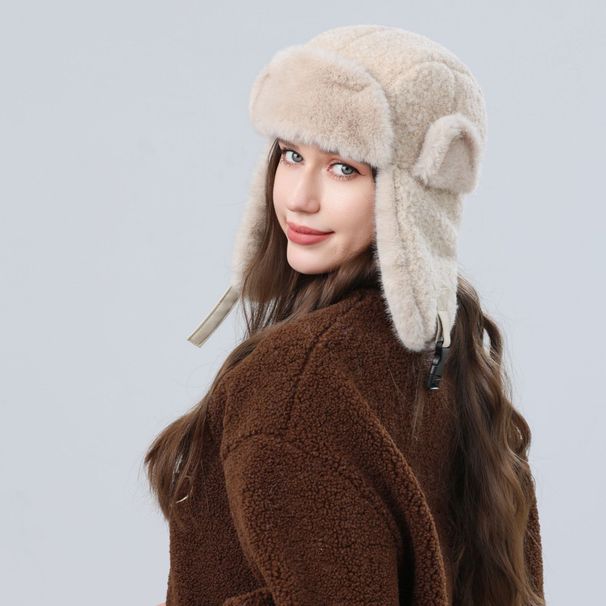 Women's Hats Outdoor Cold Proof With Large Head Circumference, Thickened Ear Protection, Ski Hat, Warm Cycling Pullover, Windproof Cotton Hat_viptrois.com