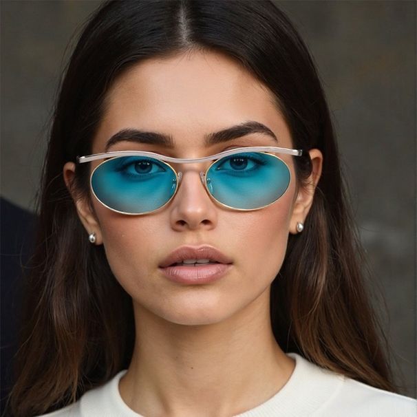 INS Style New Metal Light Luxury High End Oval Eyebrow Sunglasses For Men And Women Street Shooting T1401_viptrois.com