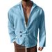 24 New Men's American Style Trendy Casual Loose Cardigan Turn-Down Collar Button Long Sleeve Shirt_viptrois.com