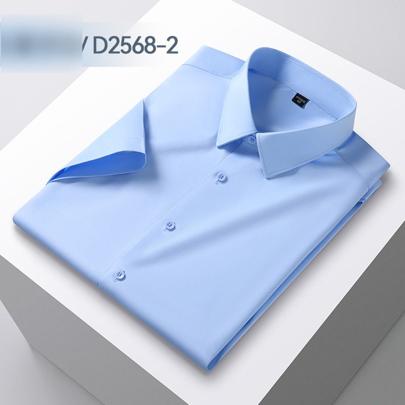 Men's Clothing 7A Antibacterial Mulberry Silk Short Sleeved Men's Shirt Solid Color Professional Business Casual Men's Wear Bamboo Fiber Ice Silk_viptrois.com