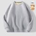 Men’s Fleece Crew Neck Sweatshirt – Thickened Winter Pullover, Plus Size (Black/Greyish, M-5XL)_viptrois.com