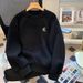 Men's Fleece Pullover Sweatshirt – Vintage-Inspired Relaxed Fit Crewneck With Printed Designs (White/Black/Light Grey/Dark Grey, L-5xl)_viptrois.com