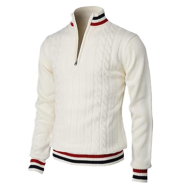 Pulse Pulse Spring Autumn New European And American Source British Style Color Block Zipper Collar Men's Knit_viptrois.com