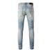 Man's clothing High Street vintage men's jeans Hipster street fashion slim-fit small feet ripped patch casual pants_viptrois.com