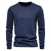 Men's New Solid Color T-Shirt European Casual Sports Round Neck Pure Cotton Letter Printing Long Sleeved Base Shirt_viptrois.com