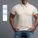 Men's Clothing Fit Short Sleeve Lightweight Business Casual T-Shirt Breathable & Comfortable (White, Orange, Green, Beige, Navy, Blue, Black)_viptrois.com