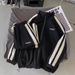 Men's Casual Tracksuit Set – Striped Hoodie & Jogger Pants (S-3XL, 4 Colors, Poly-Cotton Blend, Loose Fit)_viptrois.com