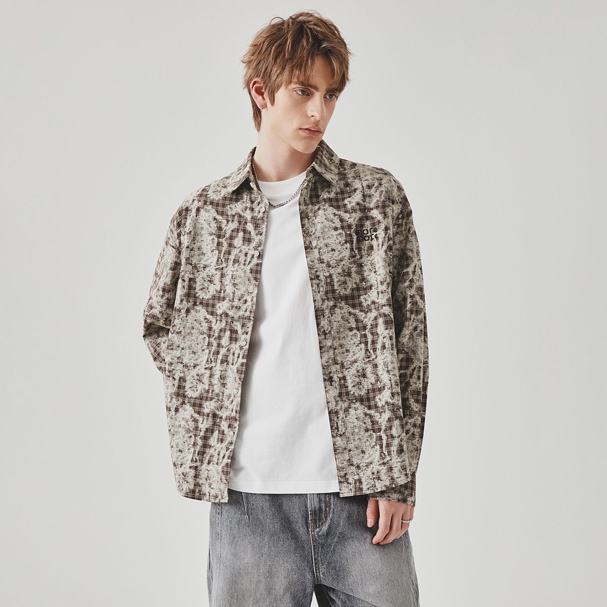 Men's Clothing Spring High Fashion Style Loose Lapel Embroidered Shirt Jacket_viptrois.com