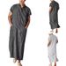Men's Clothing Men's Loose Striped Short Sleeved Robe Shirt Ethnic Style_viptrois.com