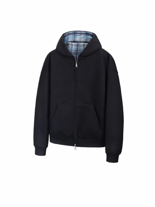 Reversible Zip-Up Hoodie For Men – Oversized Dual-Wear Streetwear Jacket, Black & Gray, M-2XL, Unisex Heavyweight Pullover With Hood_viptrois.com