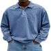 2026 European-USA Style Fashion Top Tee T-Shirt Men Lapel Half Button Pure Color Long Sleeve Casual Washing Do Old Vintage POLO Shirt S-5XL_viptrois.com