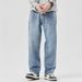 "Men's Distressed Wash Wide Leg Jeans – Vintage-Inspired Relaxed Fit Denim Pants With Raw Hem (90s Retro Style, High Waist Comfort"_viptrois.com