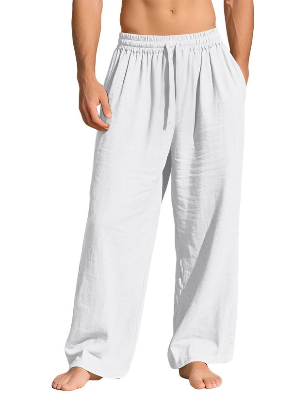 2026 Men's Loosely-Fitting Casual Sport Pants With Pocket Tie Strings And Solid Color Business Pants_viptrois.com