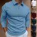 Men's Performance Polo Shirt – Slim Fit Stretch Knit Long Sleeve With V-Neck & Ribbed Collar (Quick-Dry Polyester, Gym-to-Street Versatility)_viptrois.com