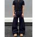 Retro Turquoise Relaxed Fit Jeans For Men - Vintage Washed Cotton Straight Leg Trousers With Classic Five-Pocket Design_viptrois.com