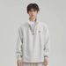 Heavyweight Half-Zip Fleece Hoodie – Unisex Oversized Pullover With Stand Collar (M-3XL, Dark Grey/Light Grey)_viptrois.com