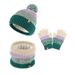 Young Girls Clothing scarf three piece set with velvet contrast color fur ball hat scarf gloves three piece set warm wool blend_viptrois.com