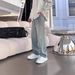New High Street Wide-leg Pants For Men, Black Gray, Spring And Autumn Style, Men's Loose Straight Casual Trendy Brand_viptrois.com