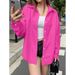 Elegant Oversized Blouse With Drop Shoulder & Single Button Closure – Soft Stretch Fabric, Flattering Fit For Women, Versatile Casual Wear_viptrois.com