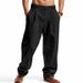 Four Seasons Men's Loose Linen Casual, Simple And Trendy Wide-leg Beach Sports Pants For Men_viptrois.com