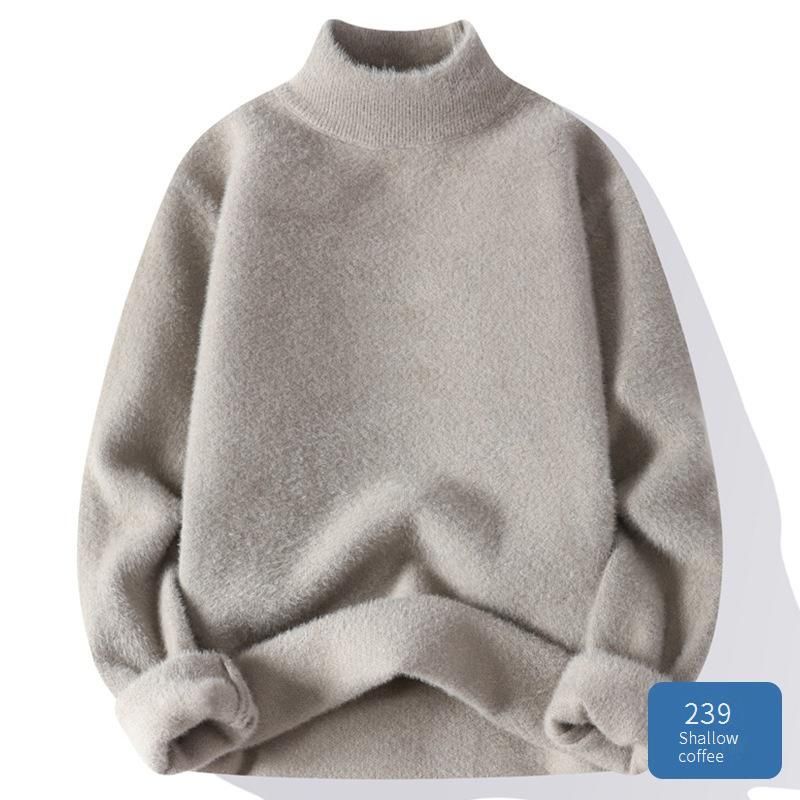 Men's High-Neck Sweater – Oversized Winter Knit Pullover (100% Polyester Chenille, Machine-Washable, 6 Trend Colors, Wrinkle-Free)_viptrois.com