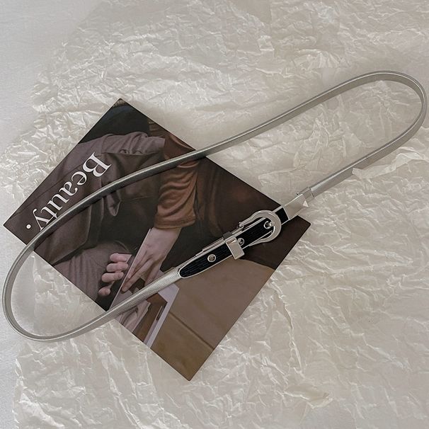 French Style High-End Metal Belt Women, Thin Decorative Dress, Simple Versatile Elastic Waist Chain For Skirts_viptrois.com