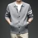 Men’s Slim-Fit Knit Cardigan – Long Sleeve Lapel Sweater (Black/Gray/Navy/Beige, S-4XL, Machine Washable)_viptrois.com