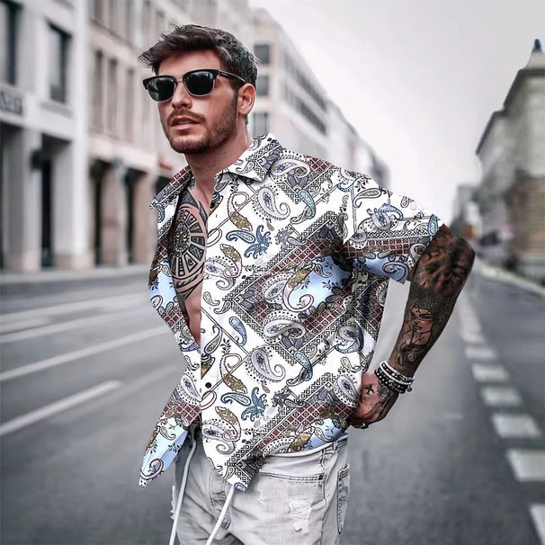 Men's Clothing Short Sleeve Beach Shirt Digital Printing Shirt_viptrois.com
