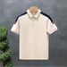 Streetwear Drop-Shoulder Polo Shirt – Contrast Collar Slim Fit Men's Tee (Khaki/Black/White/Olive, M-4XL, Korean Style)_viptrois.com