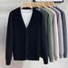 Korean Style V-Neck Knit Cardigan – Lightweight Spring/Autumn Open-Front Sweater For Men (Black, Green, Apricot, Gray) | Trendy Layering Piece_viptrois.com