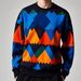 Creative Irregular Square Colorful 3D Digital Print Men's Spring And Autumn Versatile Long Sleeve Loose Crew Neck_viptrois.com