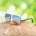 Double Beam Metal Square Frame Sunglasses – Gradient Ocean Lenses (Unisex High-End Fashion)_viptrois.com