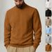Men's Jacquard Turtleneck Sweatshirt – Heavyweight Textured Pullover For Autumn & Winter_viptrois.com