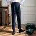 Men's Clothing Naples Paris Buckle Trousers Slim Fit Business High Waist Suit Trousers Retro All Match Straight Casual Trousers_viptrois.com