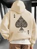 Men's Autumn And Winter Casual Fashionable Loose Hooded Sweatshirt With Geometric Spade Print Warm Long Sleeved Pullover_viptrois.com